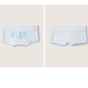 VS PINK L Logo Boyshort Blue Victoria’s Secret PINK Shorty with PINK on Back